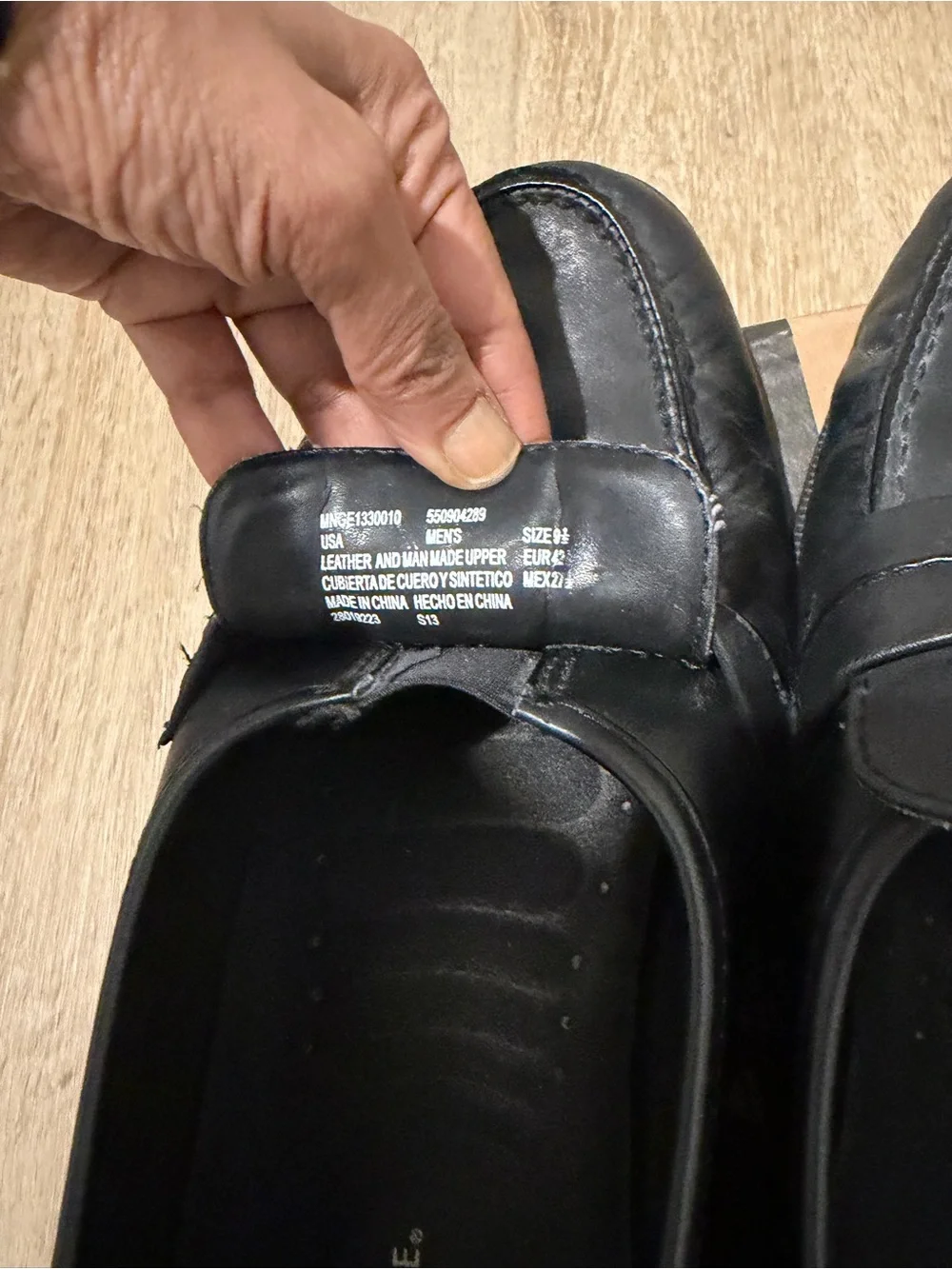 George Men’s Black Leather Slip-On shoes size 9